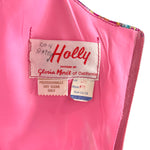 1960's Psychedelic Pink Floral Brocade Bishop Sleeve Gown, label