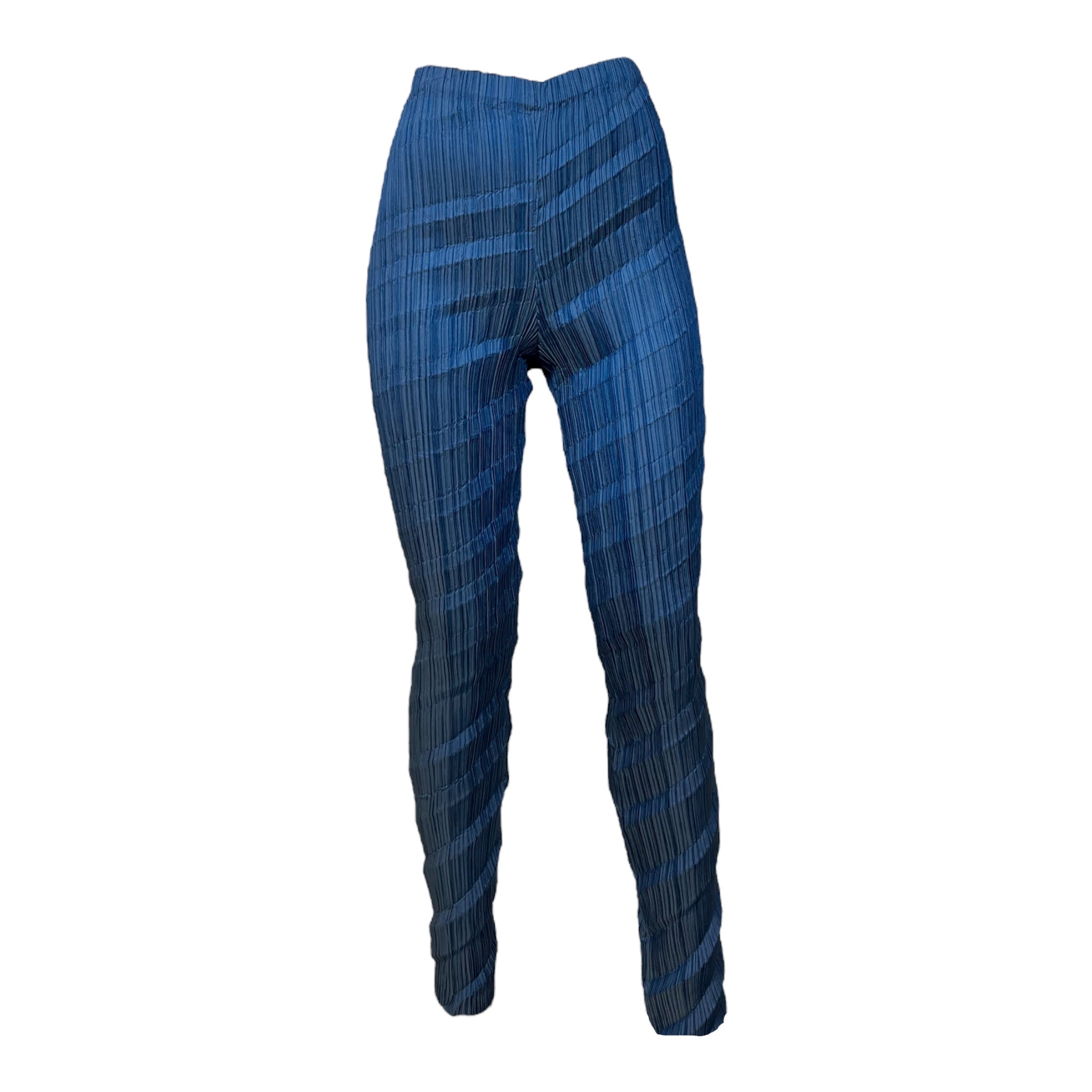 Issey Miyake Y2K Blue Pleated Top and Pant Set, pants
