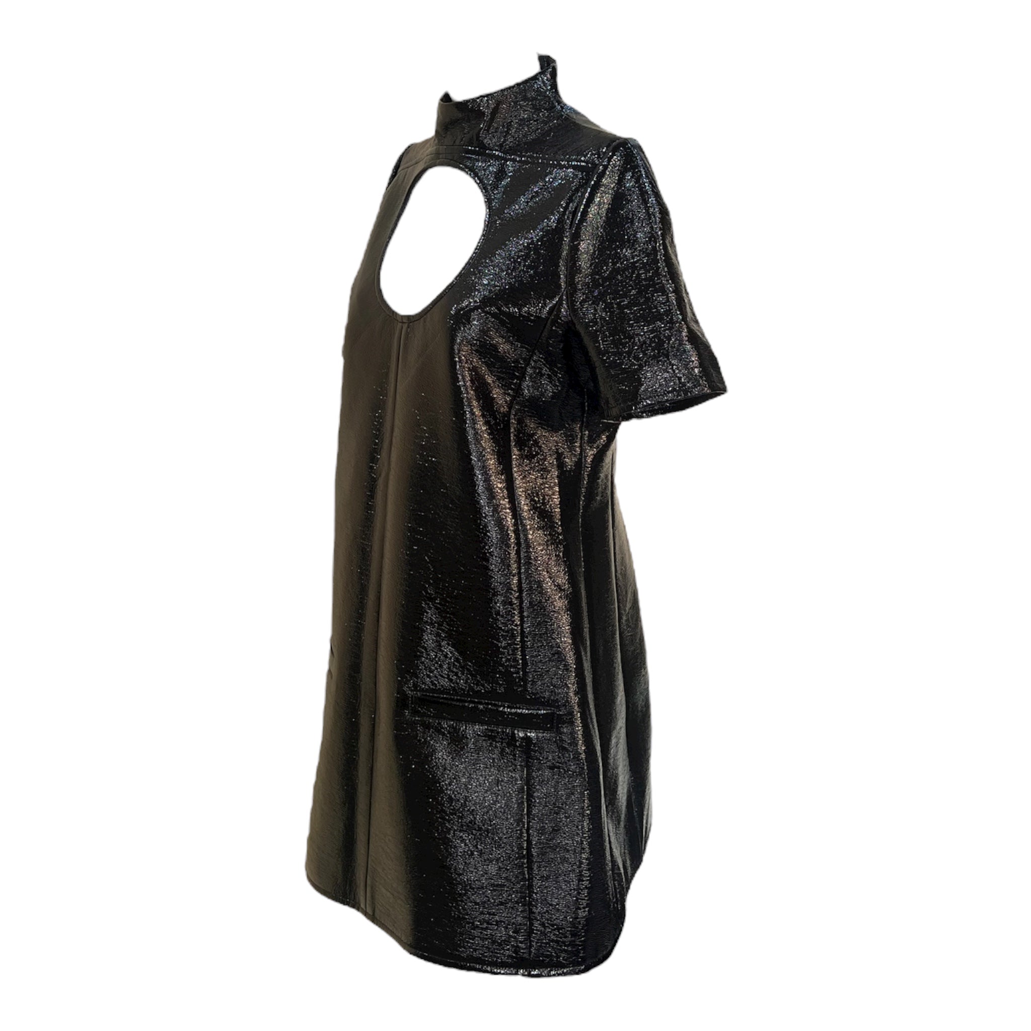 Courrèges F/W 2023 Black Vinyl Cut Out Mini Dress, side