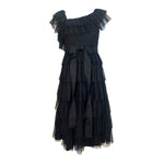 Valentino Red Label Black Ruffled Tulle Tiered Dress