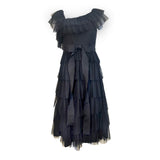 Valentino Red Label Black Ruffled Tulle Tiered Dress