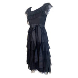 Valentino Red Label Black Ruffled Tulle Tiered Dress, SIDE