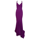 Versace 2010s Purple Matte Crepe Mermaid Gown with Train