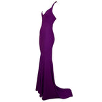 Versace 2010s Purple Matte Crepe Mermaid Gown with Train, side 2