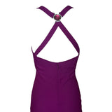 Versace 2010s Purple Matte Crepe Mermaid Gown with Train, back top