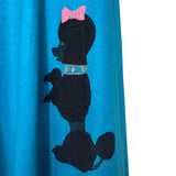1970s Blue Felt Poodle Maxi Skirt, detail