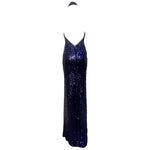 1970's Deep Purple Sequin Disco Halter Gown, back
