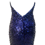 1970's Deep Purple Sequin Disco Halter Gown, back detail