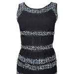 Oscar de la Renta 2000's Black Knit Dress with Tweed Stripe Appliquéd Bands, top