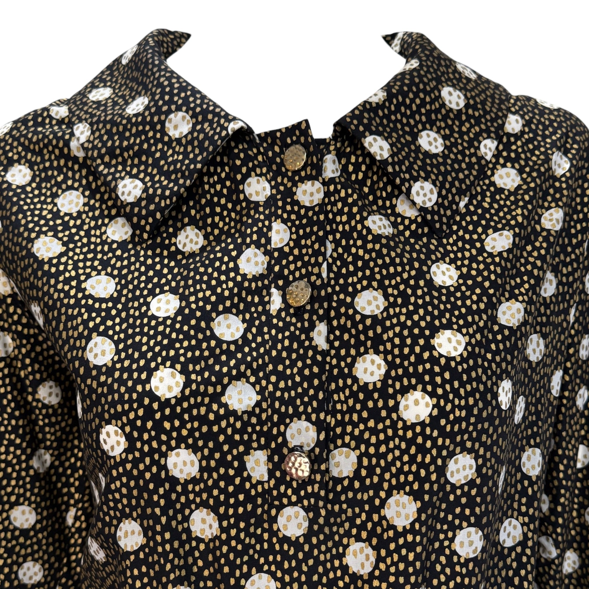 Saint Laurent 1990s Silk Dotted Print Dress, top