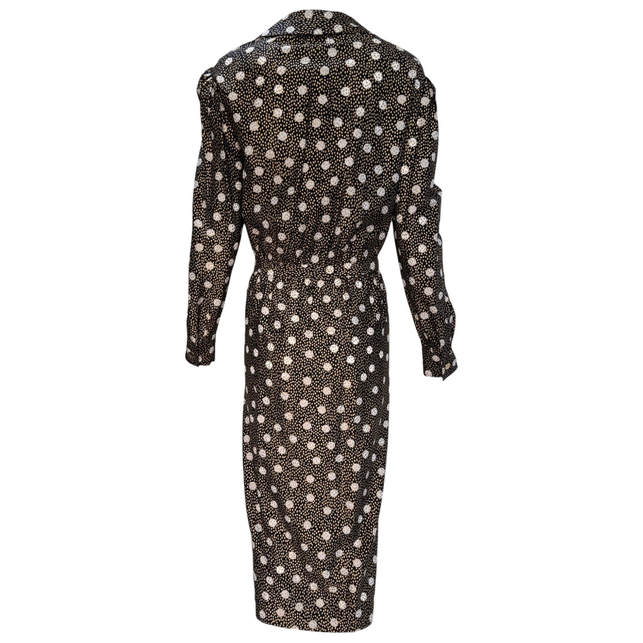 Saint Laurent 1990s Silk Dotted Print Dress, back 2
