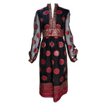 Malcolm Starr 1970s Black, Red and Gold Lurex Dress