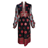Malcolm Starr 1970s Black, Red and Gold Lurex Dress