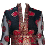 Malcolm Starr 1970s Black, Red and Gold Lurex Dress, top
