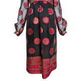 Malcolm Starr 1970s Black, Red and Gold Lurex Dress, skirt