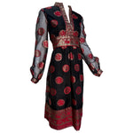 Malcolm Starr 1970s Black, Red and Gold Lurex Dress, side