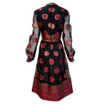 Malcolm Starr 1970s Black, Red and Gold Lurex Dress, back