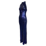 1970's Deep Purple Sequin Disco Halter Gown, side