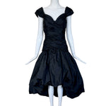 1980's Black Taffeta High-Low Bubble Hem Cocktail Dress