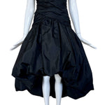 1980's Black Taffeta High-Low Bubble Hem Cocktail Dress, skirt front