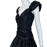1980's Black Taffeta High-Low Bubble Hem Cocktail Dress, top side