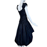 1980's Black Taffeta High-Low Bubble Hem Cocktail Dress, side back