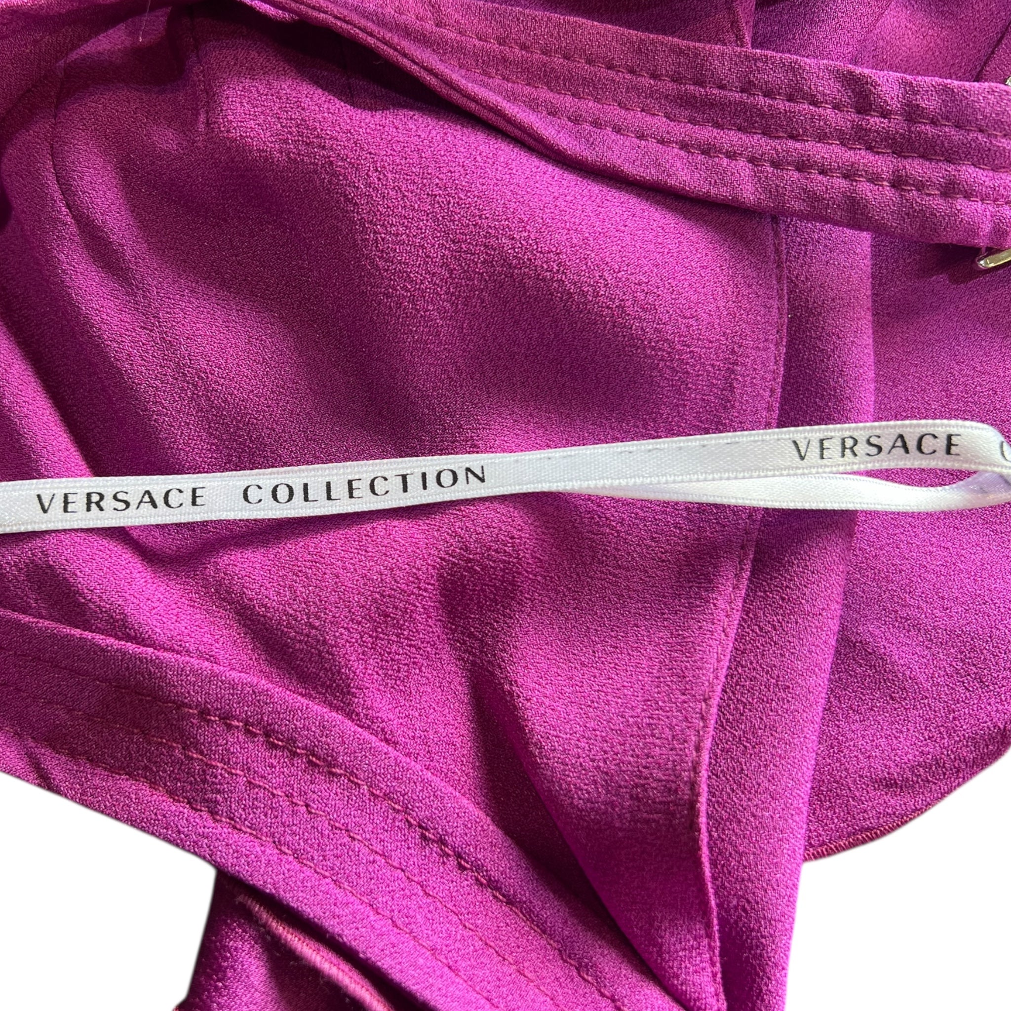 Versace 2010s Purple Matte Crepe Mermaid Gown with Train, hang loop