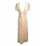 30s Peach Lace Dressing Gown - Vintage wedding dress
