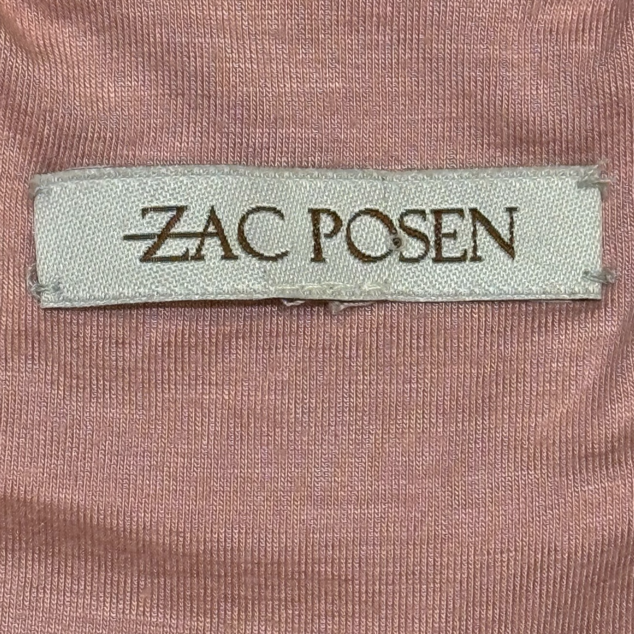 Zac Posen 2010s Peachy Pink Ruched Mock Neck Cocktail Dress, label