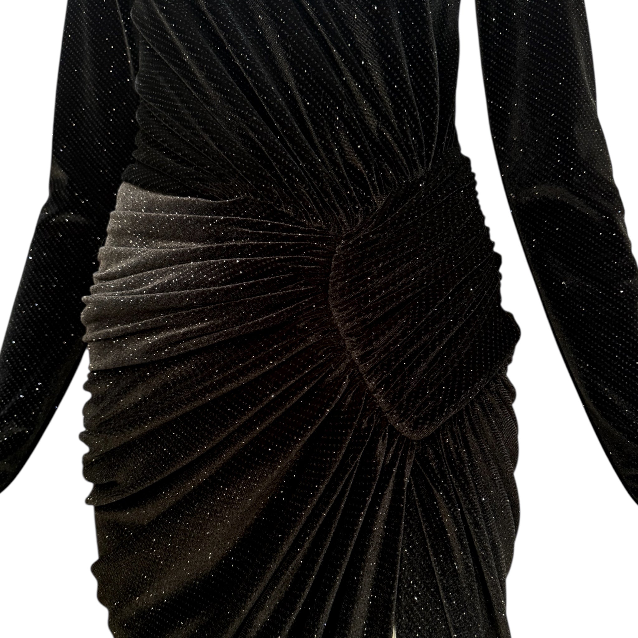 alexandre vauthier black velvet dress V Neck Velvet Mini Dress