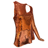 ++++ PRICE Emilio Pucci F/W 2017 Orange Sequin One Shoulder Cut-Out Blouse