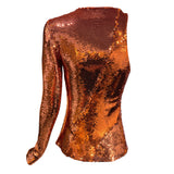 ++++ PRICE Emilio Pucci F/W 2017 Orange Sequin One Shoulder Cut-Out Blouse