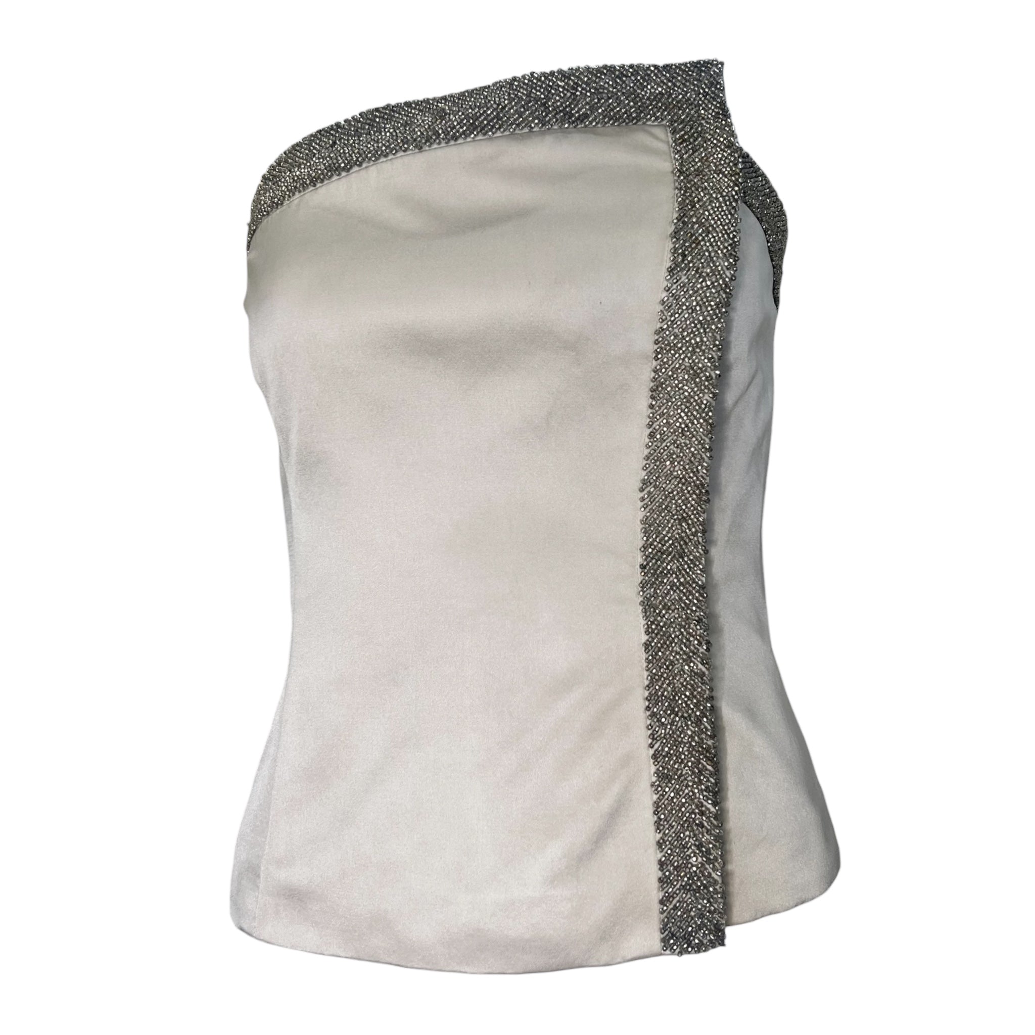 Richard Tyler Couture 1990's Satin Silver Slate Two Piece, top