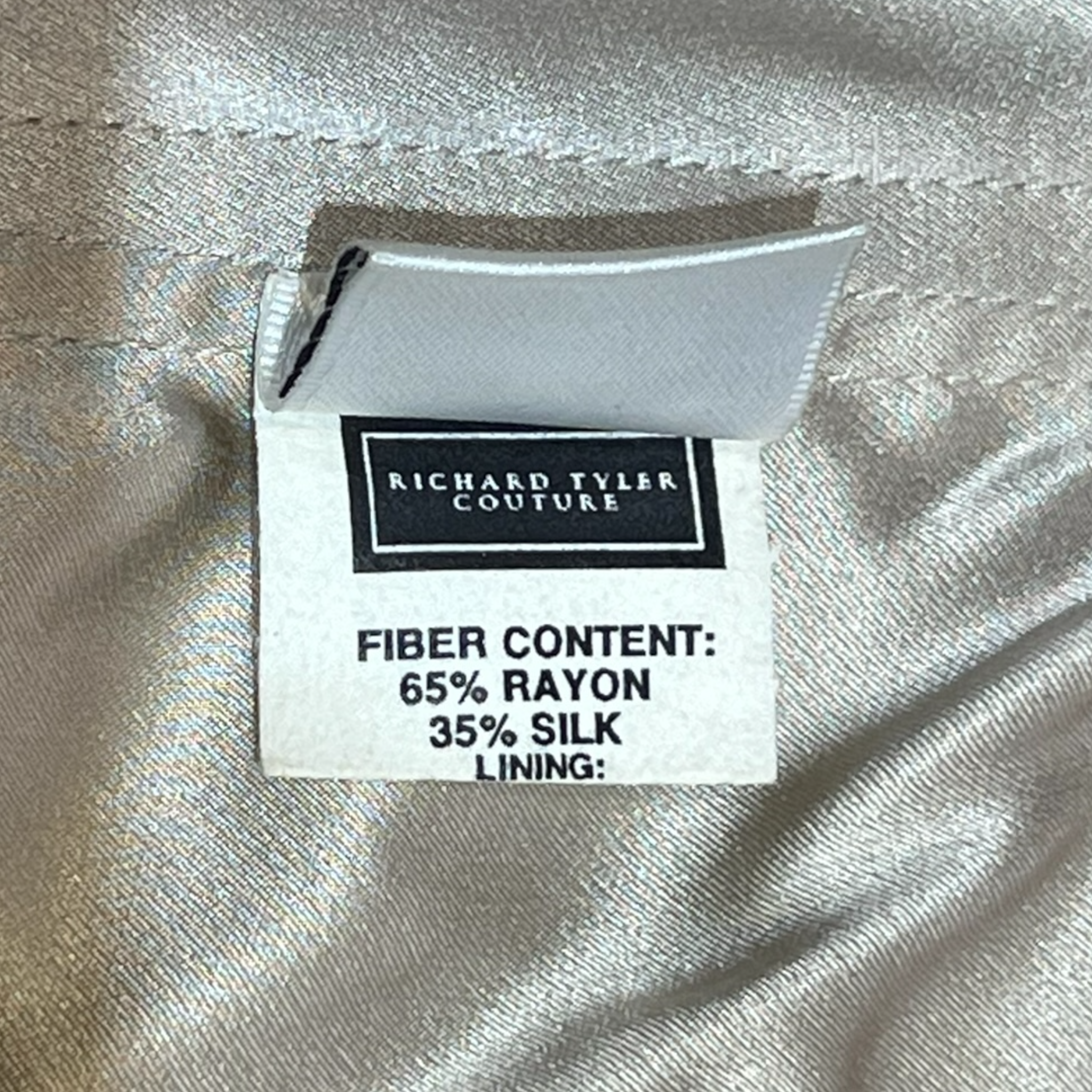 Richard Tyler Couture 1990's Satin Silver Slate Two Piece, lavel 2