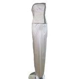 Richard Tyler Couture 1990's Satin Silver Slate Two Piece, 2