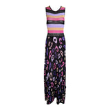 Cavalli Striped and Animal Knit Lurex Maxi Dress