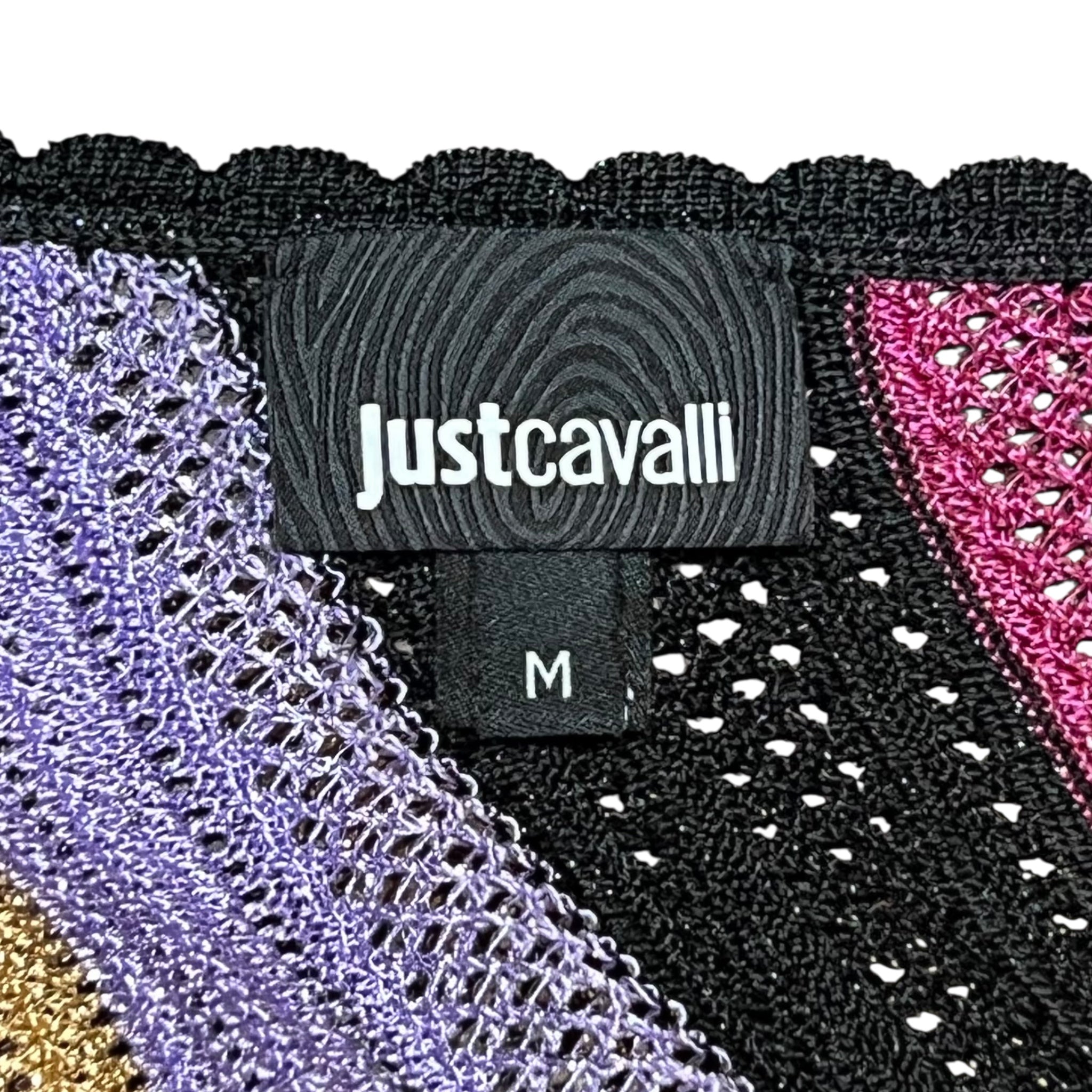 Cavalli Striped and Animal Knit Lurex Maxi Dress, label