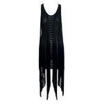 Roberto Cavalli F/W 2015 Black Fringe Cut-Out Dress