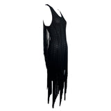 Roberto Cavalli F/W 2015 Black Fringe Cut-Out Dress side