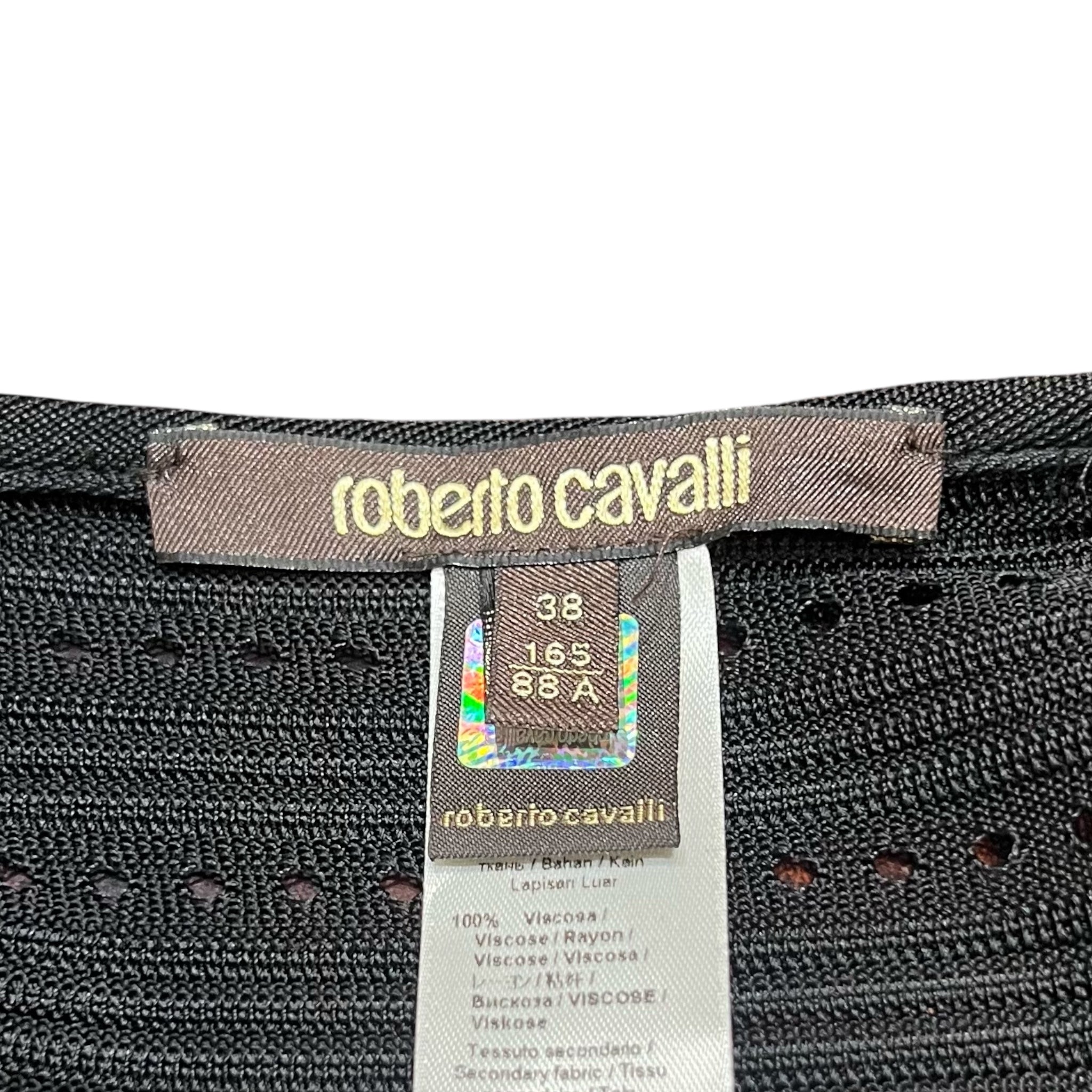 Roberto Cavalli F/W 2015 Black Fringe Cut-Out Dress, label