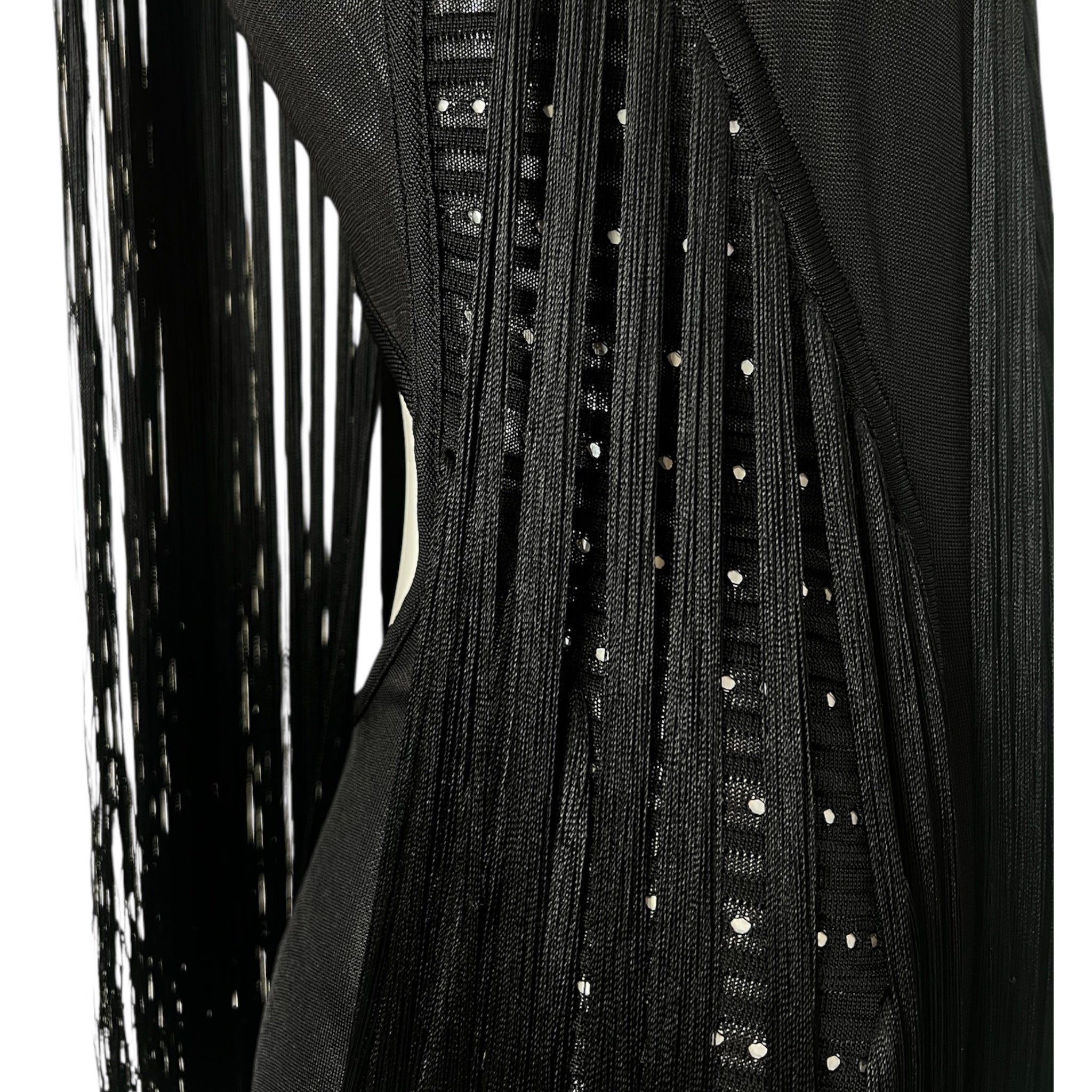 Roberto Cavalli F/W 2015 Black Fringe Cut-Out Dress, detail
