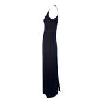 Christian Dior 2000's Black Silk Plunging Neck Evening Gown, side 2