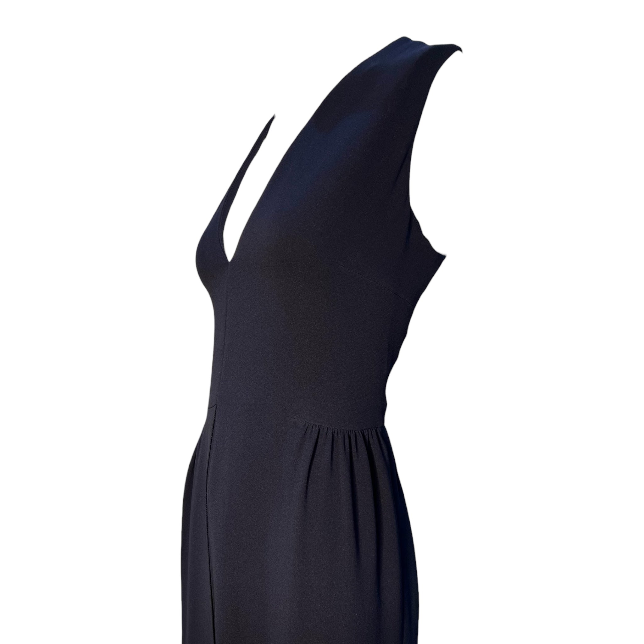 Christian Dior 2000's Black Silk Plunging Neck Evening Gown, side top