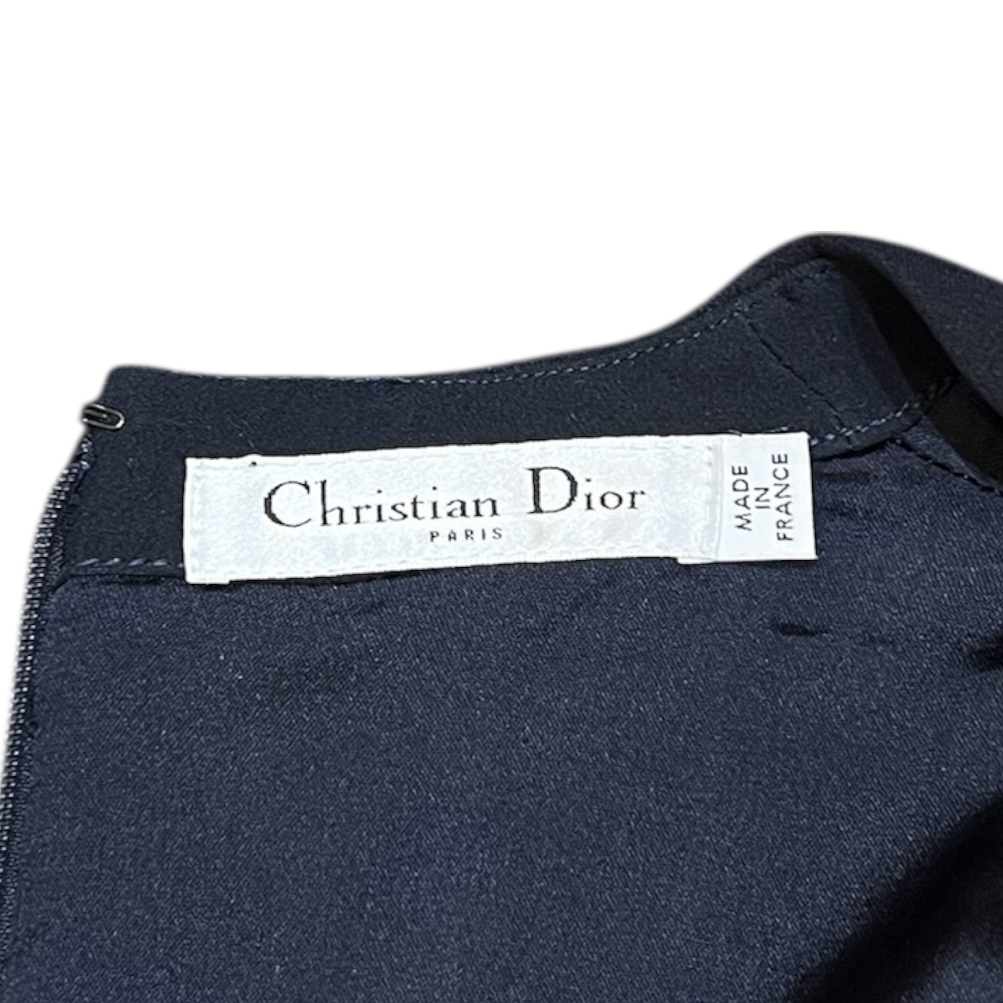 Christian Dior 2000's Black Silk Plunging Neck Evening Gown, label