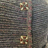 Chanel F/W 2011 Metallic Grey, Violet, Burgundy Wool Boucle Knit Coat