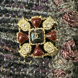 Chanel F/W 2011 Metallic Grey, Violet, Burgundy Wool Boucle Knit Coat