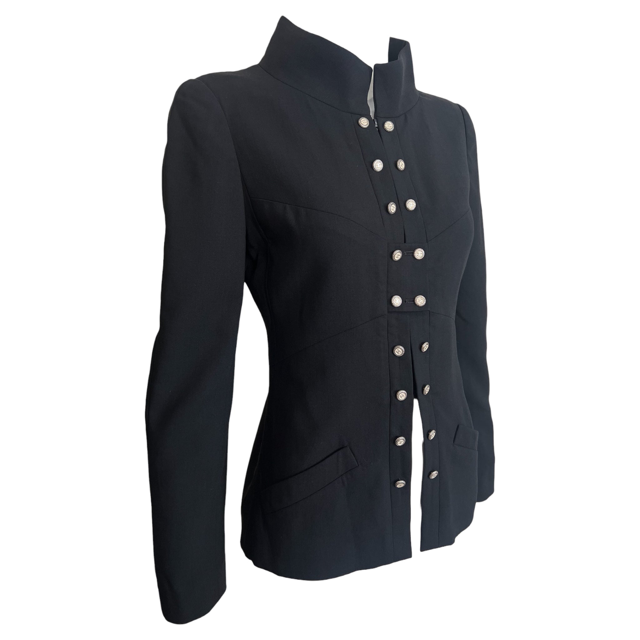 Chanel S/S 2007 Black Wool Double-Breasted Military Style Jacket, side