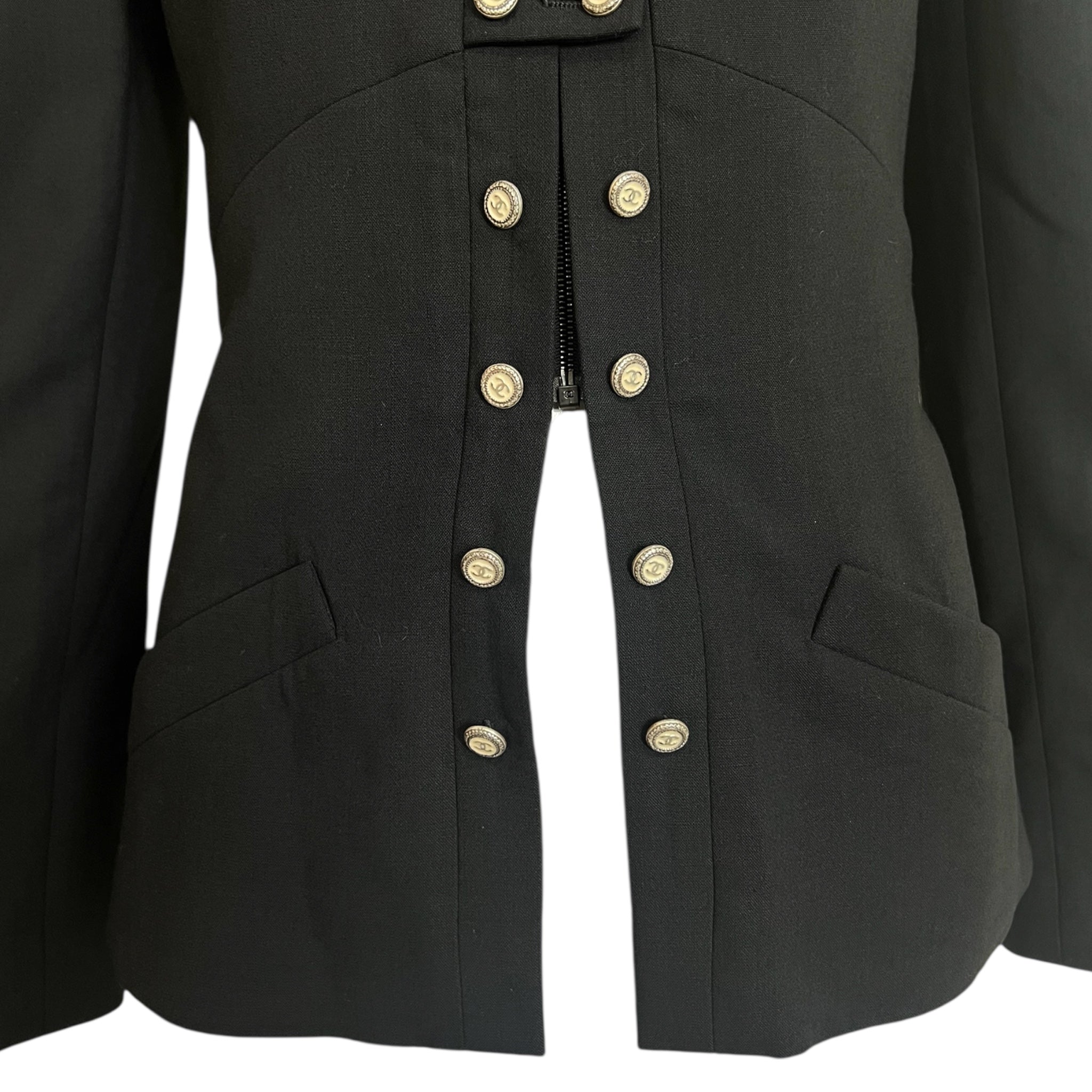 Chanel S/S 2007 Black Wool Double-Breasted Military Style Jacket, bottom