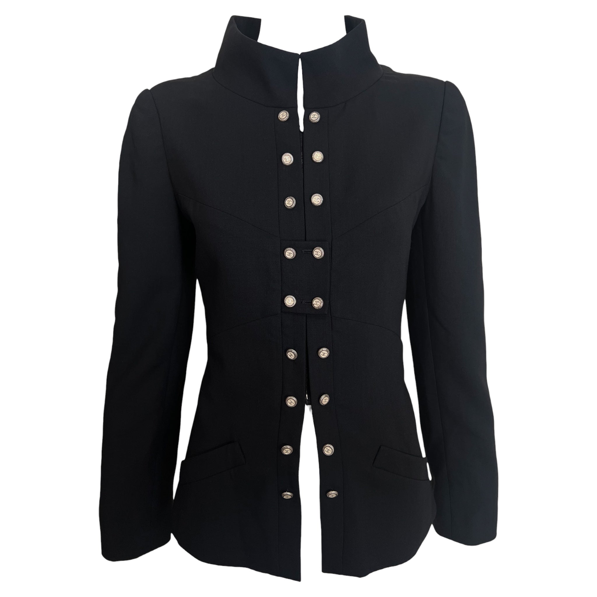 Chanel S/S 2007 Black Wool Double-Breasted Military Style Jacket