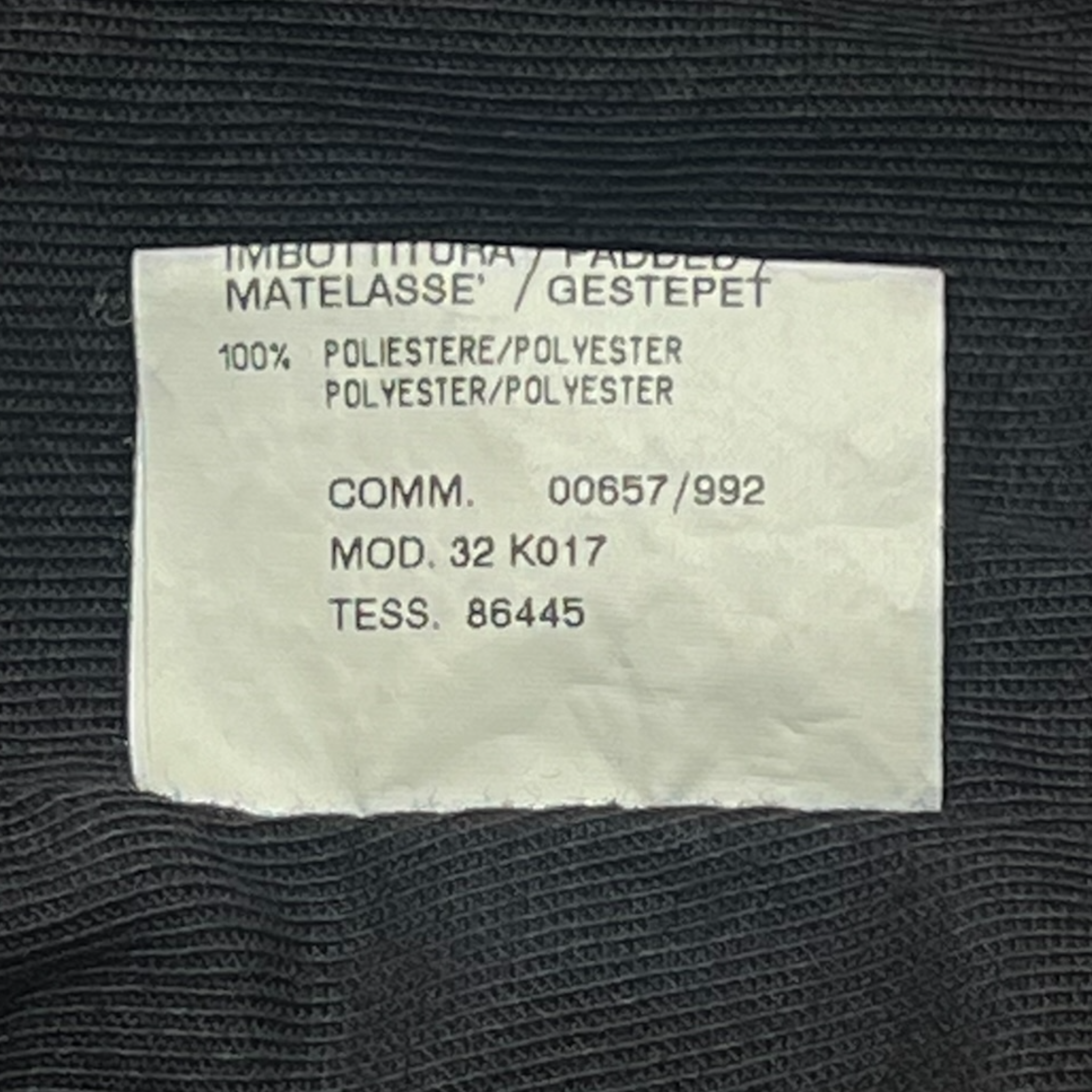 Margiela MM6 Black Quilted Cotton Jacket, tag